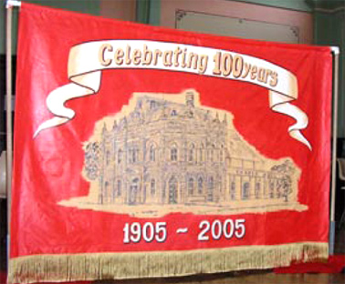 A Banner to celebrate 100 years of the Trades Hall in Broken Hill. Courtesy of Australian Broadcasting Corporation