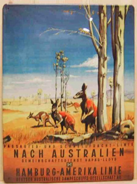 Sheet Metal Sign 'To Australia', Hamburg-America Line, c.1900, Private Collection