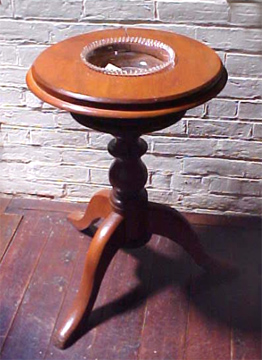 Wooden Christening font and glass bowl insert. c.1880s