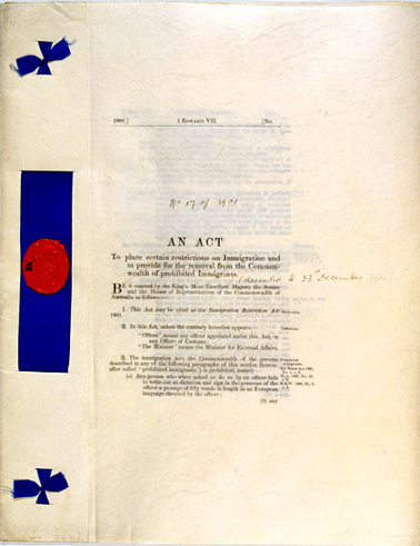 Immigration Restriction Act 1901. National Archives of Australia: A1336 3368