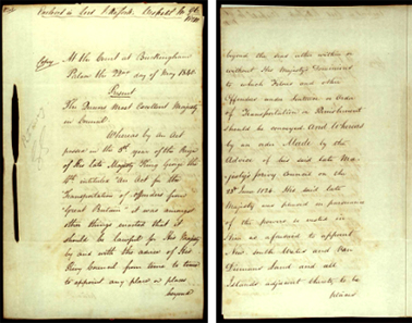 Order-in-Council ending transportation to New South Wales, 22 May 1840 SRNSW pp1-2