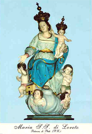 Holy Card depicting the Lady of Loreto statue in Plati. Courtesy Griffith Italian Museum