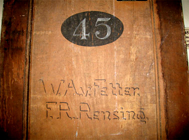 Cell Door marked '45 W.A Fetter & F.R. Rensing', c.1915-18