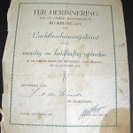 "Here's this beautiful certificate Dad had in his wallet - we didn't find out about it until after he died. It was for heroic [acts] during the liberation of Tilburg. A house was bombed and Dad rescued people trapped inside."