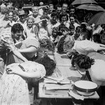 An Italian picnic, with a watermelon eating competition Clifton Garden, NSW 1954. Courtesy of Fr. Atanasio Gonelli
