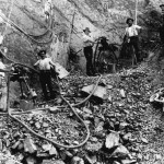 Angelo Pastega (far right) with other Italian labourers working on the construction of the northern New South Wales railway line in the early 1910s. Courtesy of the Griffith Genealogical and Historical Society