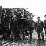 Cane-cutting was a back-braking job undertaken by many Italian migrants in both NSW and QLD. The cane-cuting gang seen here is 'taking a break' on McEvoy’s farm, Innisfail, QLD September 1958. Courtesy of David Murphy