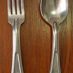 "I 'borrowed' this cutlery from the US Army on the way to Bremerhaven refugee camp as a memento of my days in Germany."