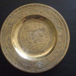 Brass plate used in temple rituals (Narrandera)