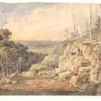 Convicts building road over the Blue Mountains, N.S.W. 1833. Charles Rodius. Courtesy National Library of Australia