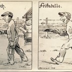 Liverpool internee cartoon, c.1915. In 1915 there was a riot over food and work details at the camp. Paul Dubotzki Collection