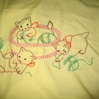 This is a sheet I made for my son which I use quite a bit. I did this embroidery when I was pregnant.