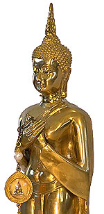 Bronze standing Buddha statue