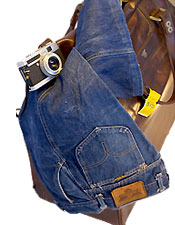 70's flared jeans, suitace and camera
