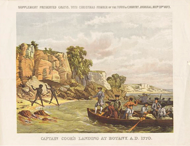 Cooks Landing at Botany Bay A.D. 1770, Town & Country 1872. Courtesy National Library of Australia
