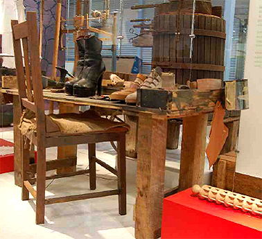 1951 work bench and tools of trade of Virginio Davi. Display at Griffith Italian Museum in 2008.
