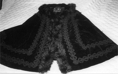 Charlotte Bartlett's black velvet cape. Photograph by Kay Beatton