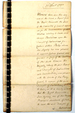 Draught Instructions for Governor Phillip, 25 April 1787