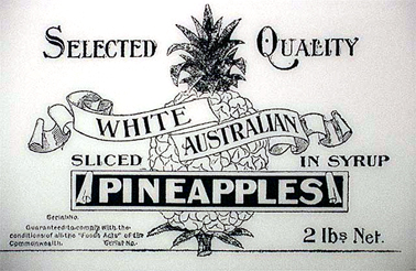 White Australian pineapples label.c.1900 Image courtesy of National Museum of Australia