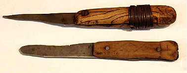 Homemade knives fashioned by Angelo Pastega.