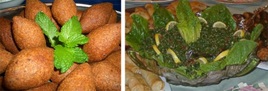 Kebbeh and tabouli, courtesy Wikipedia