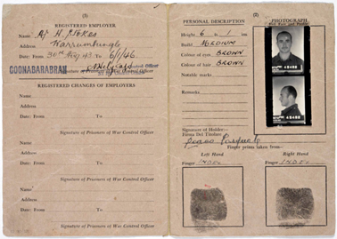 Pasquale Dogao POW Identity Card 1943 (inside), Mitchell Library, State Library of New South Wales