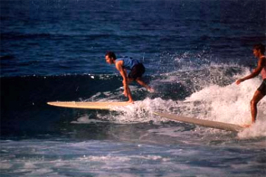 Surfers at Bondi displaying the modern style of surfing 1966 NAA