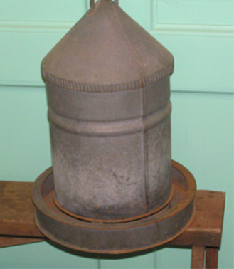 Chicken feeder c.1920 - 30s, Photograph Wollondilly Heritage Centre