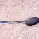 "When we were at the Displaced Persons' camp in Volferdingen, Germany, a man was selling things to make money. This tablespoon was made out of part of a German Stukars aircraft. People sold whatever they could to make money."