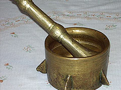 heavy brass pestle and mortar