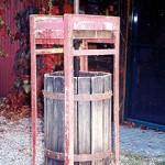 "The wine press is made of wood and metal in a style typical of those used in Slovenia. My father made it soon after arriving in Australia and used it to crush grapes to make wine. The wine press is now in the possession of an Orange vigneron."