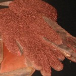 "My grandmother gave me these gloves of leather and astrakhan (curly lamb's wool). They're very warm and I wore them daily in England but seldom in Australia."