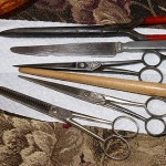 "My hairdressing implements include three pairs of scissors, curling tongs, a wooden curling tool and a knife. I brought them from Germany so I could continue my trade as a women's hairdresser in Australia."
