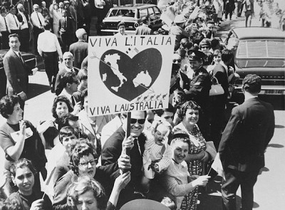 Mr and Mrs G. Fin. at the arrival of the Italian president Saragat at Sydney's Mascot Airport, NSW 1967. Courtesy of the Fin family