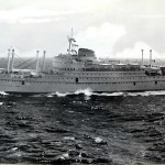 "I departed from Genoa on 24 February and arrived in Sydney on 28 March, 1961. My journey was on the ship Australia and I purchased a postcard [of it] during the voyage."