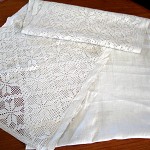 "This embroidered towel or rushnyk is over 100 years old. Nadia, who was a close friend of the family, gave it to me. The rushnyk has a long tradition of ritual in the Ukraine. Mothers would have their daughters embroidering these towels from the age of six."