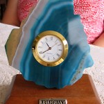"One of my favourite pieces is this clock which is made in Uruguay and is set in a beautiful stone which I think is malachite. I love it for its colour."
