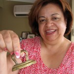 Marta Aquino with her miniature iron