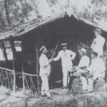 Zither players Ernst Schönfuss and Karl Pfingst rehearse at the Internees river hut Alstertal Villa c.1916. Berrima District Museum