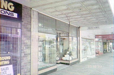 Clockwork Music next door to Bizzaro Bridal and Evening Wear in Homer Street, Earlwood, 1993