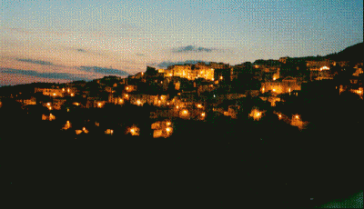 The village of Gizzeria, Calabria, at night