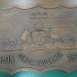 Plaque to Sergeant Falkner made by internees, c.1918. Royal Australian Engineer Corps Museum collection. Photograph Stephen Thompson