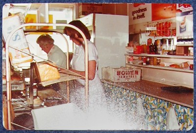 (L-R) Employee and Linda de Vos (Marius’ wife) working in Linda’s Food Bar, Argyle Place, The Rocks, Sydney, Australia, 1975