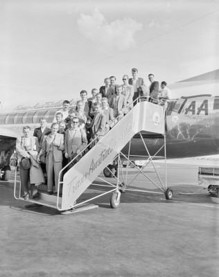 These migrants flew from Hamburg, Germany, under the assisted passage scheme sponsored by the Inter-governmental Committee for European Migration. Courtesy National Archives of Australia. 