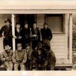 Karl Rieck in front of demountable Snowy Mountains Authority accommodation quarters. Courtesy Powerhouse Museum.