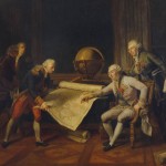 Louis XVI giving final instructions to the Comte de la Pérouse, 1785, copied from the original oil by N. Monsiau in the Royal Palace, Versailles. France. No Date. Courtesy State Library of NSW