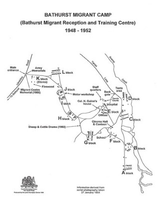 Map of Bathurst Migrant Camp c.1954. Courtesy Bathurst & District Historical Society