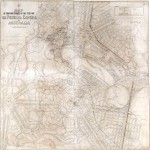 Canberra design competition submission by Walter Burley Griffin drawn on the Commonwealth contour map, c.1911. Courtesy National Archives of Australia