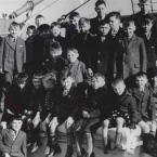 The first party of children for the Fairbridge Farm School pose for the camera on the SS Orama, 1938. Image courtesy Woods Collection, Molong and District Histroical Society