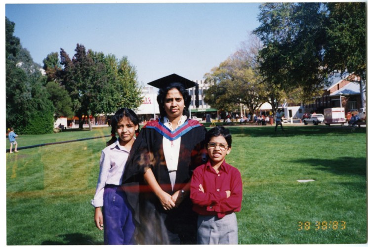 Padma graduating from Charles Sturt University in Albury, 1993
